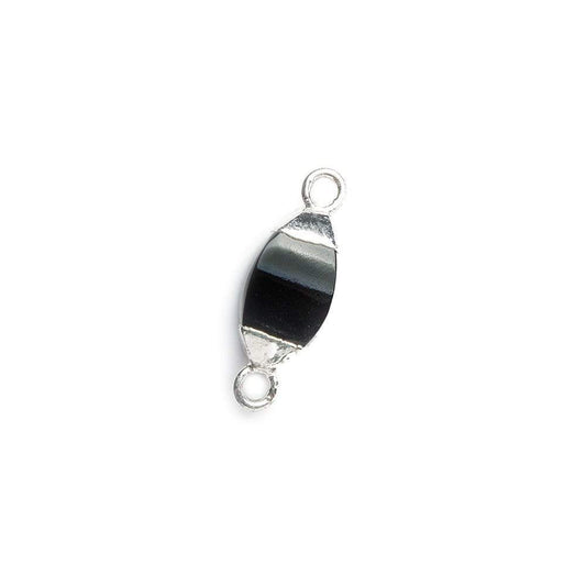 10x5mm Silver Leafed Black Onyx 4 sided Marquise Connector 1 piece