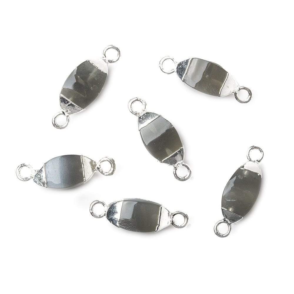 10x5mm Silver Leafed Chocolate Moonstone 4 sided Marquise Connector 1 piece