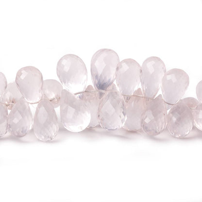 10x6-13x7mm Rose Quartz Tear Drop Briolette Beads 7 inch 63 pieces
