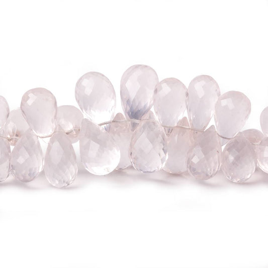 10x6-13x7mm Rose Quartz Tear Drop Briolette Beads 7 inch 63 pieces