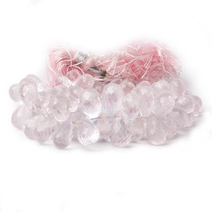 10x6-13x7mm Rose Quartz Tear Drop Briolette Beads 7 inch 63 pieces