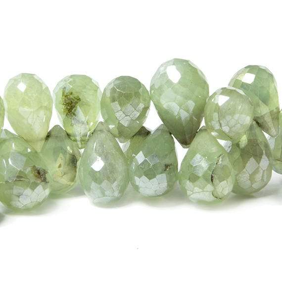 10x6-13x8mm Mystic Prehnite Tear Drop Beads 8 inch 68 pieces