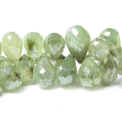 10x6-13x8mm Mystic Prehnite Tear Drop Beads 8 inch 68 pieces