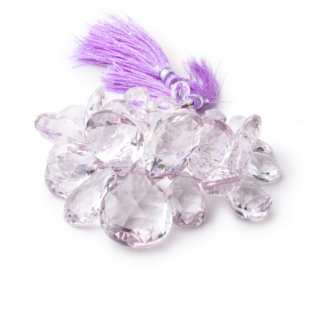 10x6-28x23mm Pink Amethyst faceted pear beads 7 inch 38 pieces AAA