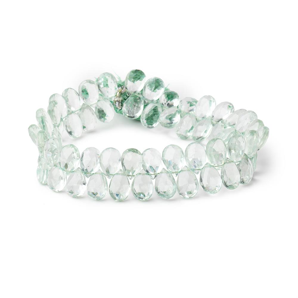 10x6.5mm Prasiolite faceted pear beads 7.75 inch 56 pieces