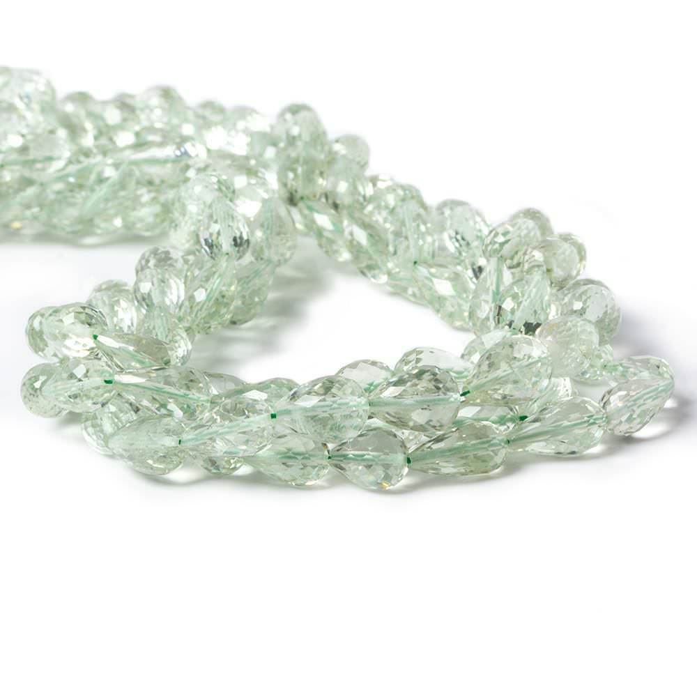 9x6-12x7mm Prasiolite Straight Drilled Tear Drop Beads 16 inch 42 pieces