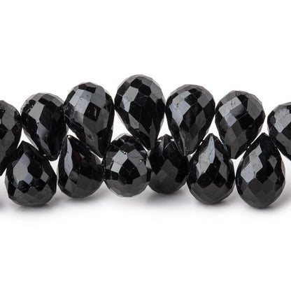 10x7-11x7mm Black Tourmaline Faceted Tear Drop Beads 7 inch 48 pieces