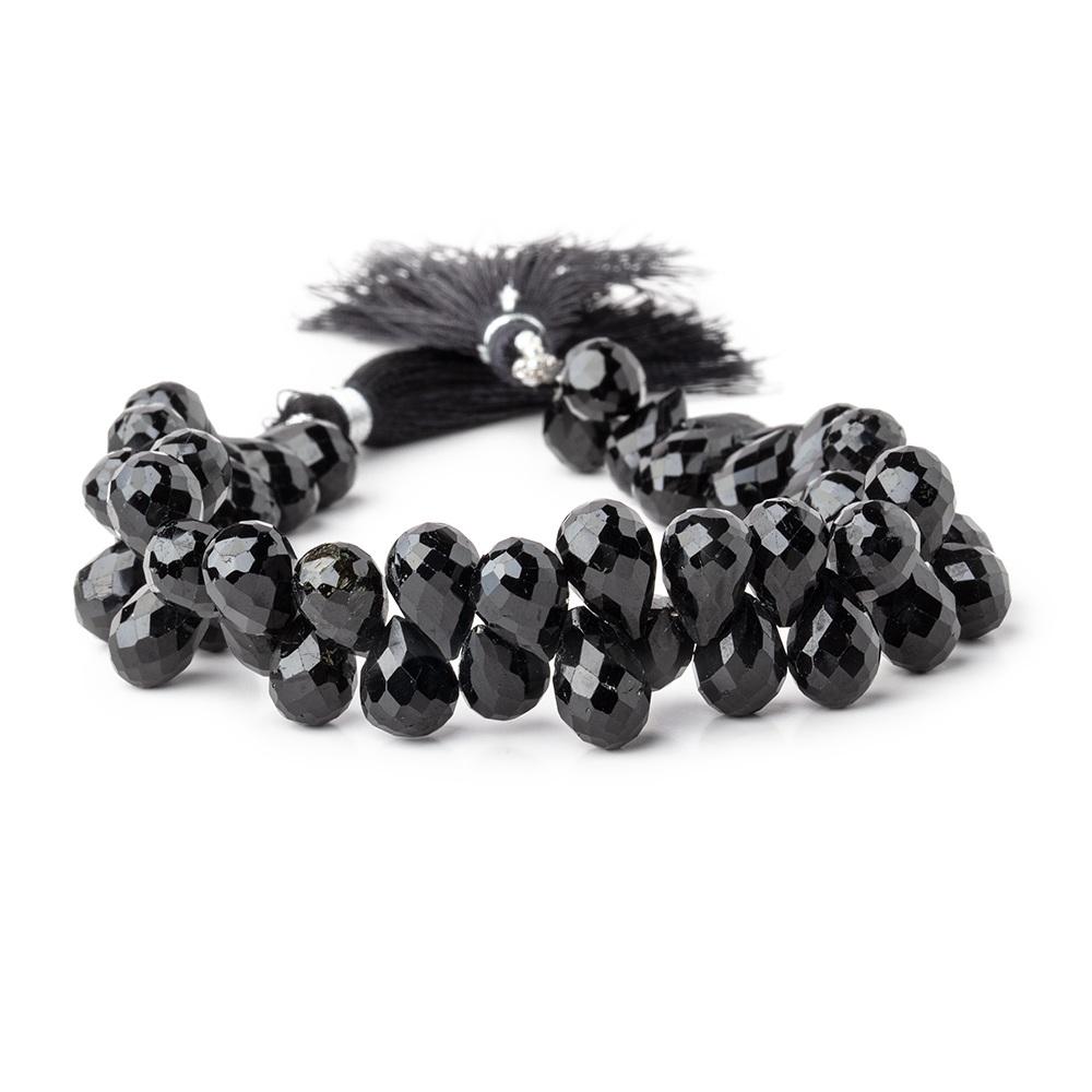 10x7-11x7mm Black Tourmaline Faceted Tear Drop Beads 7 inch 48 pieces