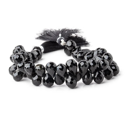 10x7-11x7mm Black Tourmaline Faceted Tear Drop Beads 7 inch 48 pieces