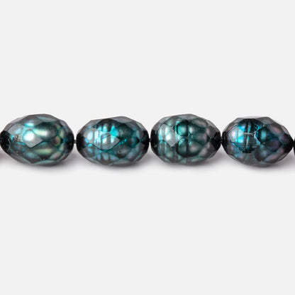 10x7-11x7mm Dark Teal Faceted Oval Freshwater Pearls 16 inch 33 pieces