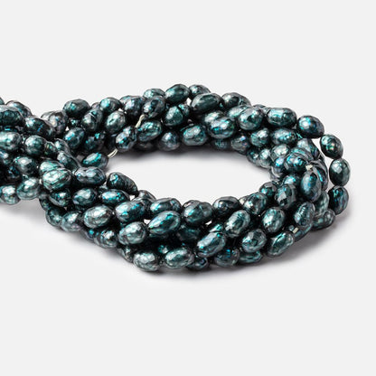 10x7-11x7mm Dark Teal Faceted Oval Freshwater Pearls 16 inch 33 pieces