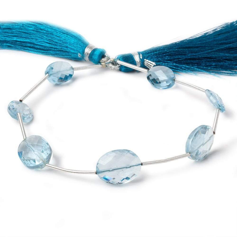 10x7-13x10mm Sky Blue Topaz faceted oval beads 8 inch 7 pieces AA