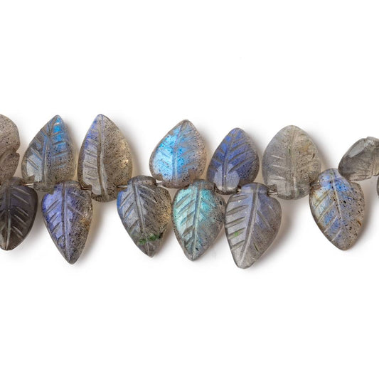 10x7-13x7mm Labradorite hand carved leaf beads 6.5 inch 40 pieces AAA