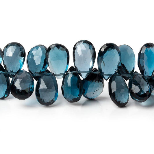 10x7-13x7mm London Blue Topaz faceted pear beads 8 inch 55 pieces AAA