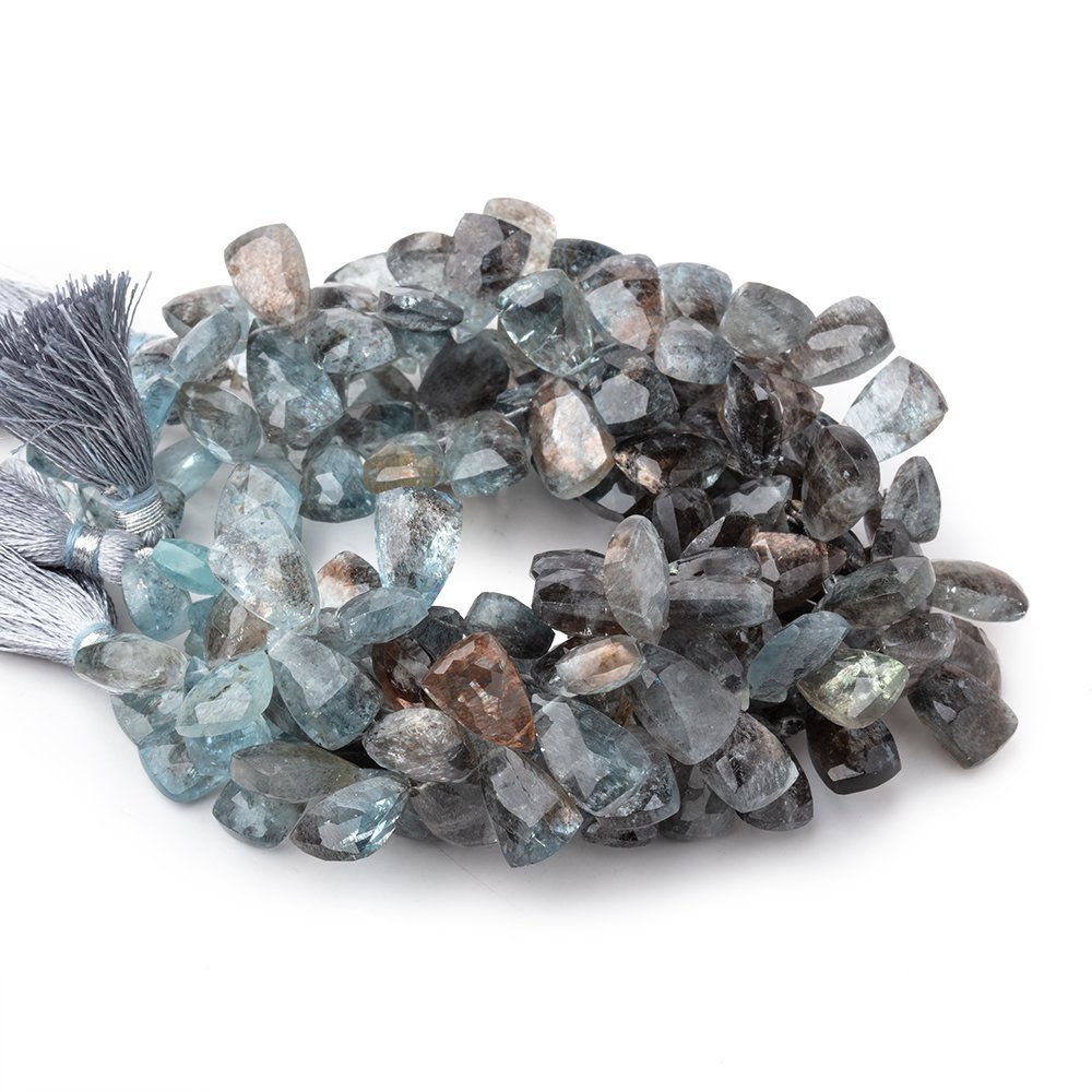 10x7-13x8mm Copper Moss Aquamarine Top Drilled Faceted Points 7 inch 56 Beads AAA