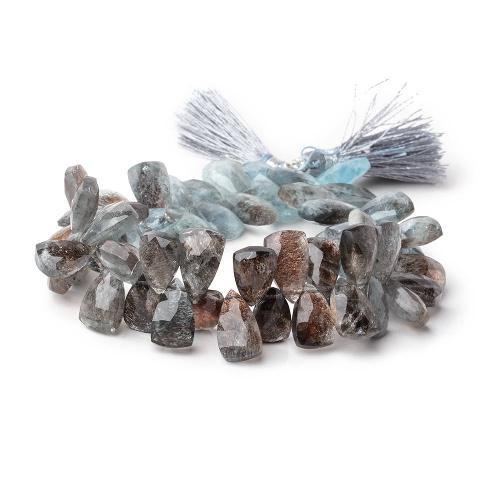 10x7-13x8mm Copper Moss Aquamarine Top Drilled Faceted Points 7 inch 56 Beads AAA