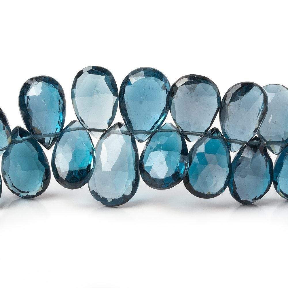 10x7-13x8mm London Blue Topaz faceted pear beads 8 inch 52 pieces AAA