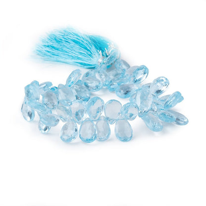 10x7-13x8mm Sky Blue Topaz Faceted Pear Beads 8 inch 48 pieces AAA