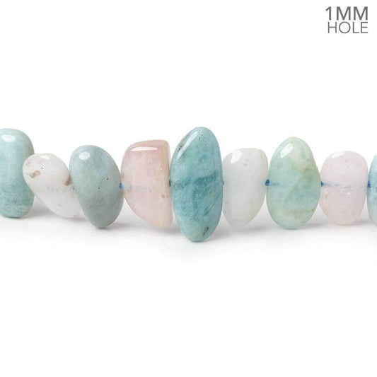 10x7-14x7mm Multi Beryl side drilled elongated plain nuggets 16 inch 55 large hole beads AA