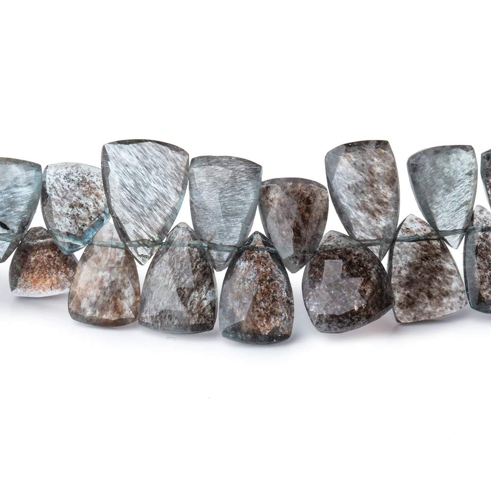 10x7-14x8mm Moss Aquamarine Top Drilled Faceted Points 6.5 inch 48 Beads