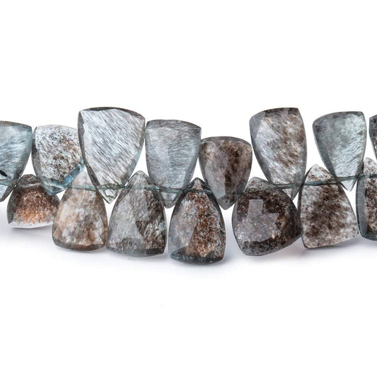 10x7-14x8mm Moss Aquamarine Top Drilled Faceted Points 6.5 inch 48 Beads