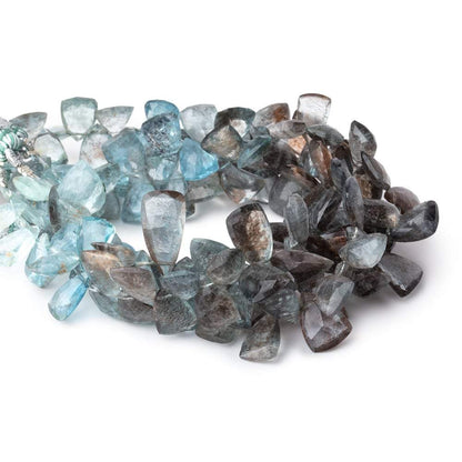 10x7-14x8mm Moss Aquamarine Top Drilled Faceted Points 6.5 inch 48 Beads