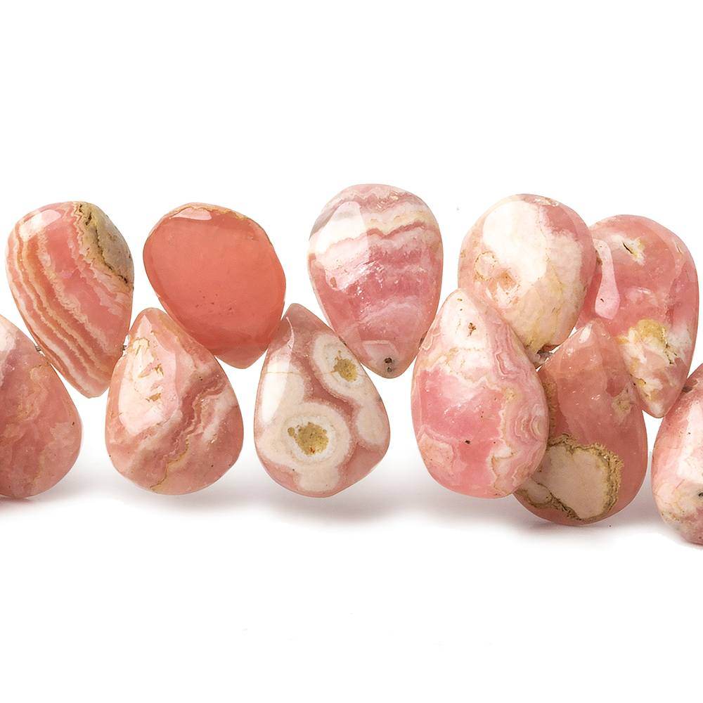 9x7-12x8mm Rhodochrosite Plain Pear 7 inch 36 Beads