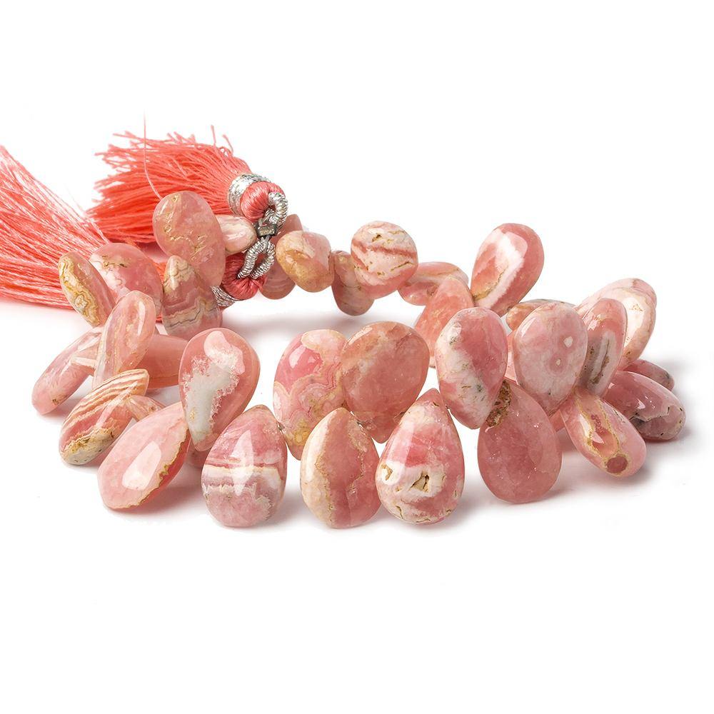 9x7-12x8mm Rhodochrosite Plain Pear 7 inch 36 Beads