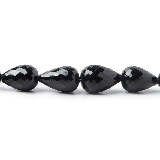 10x7-14x9mm Black Spinel Straight Drilled Faceted Tear Drop beads 16 inch 35 beads