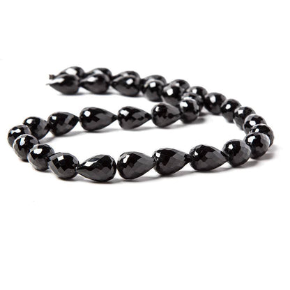 10x7-14x9mm Black Spinel Straight Drilled Faceted Tear Drop beads 16 inch 35 beads