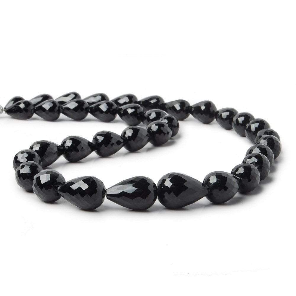 10x7-14x9mm Black Spinel Straight Drilled Faceted Tear Drop beads 16 inch 35 beads