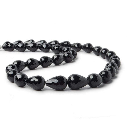 10x7-14x9mm Black Spinel Straight Drilled Faceted Tear Drop beads 16 inch 35 beads
