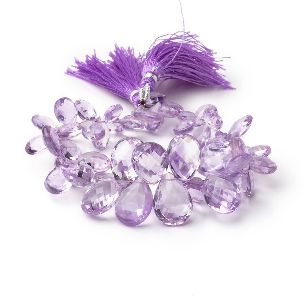 10x7-16x12mm Pink Amethyst Faceted Pear 8 inch 53 Beads AAA