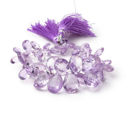 10x7-16x12mm Pink Amethyst Faceted Pear 8 inch 53 Beads AAA