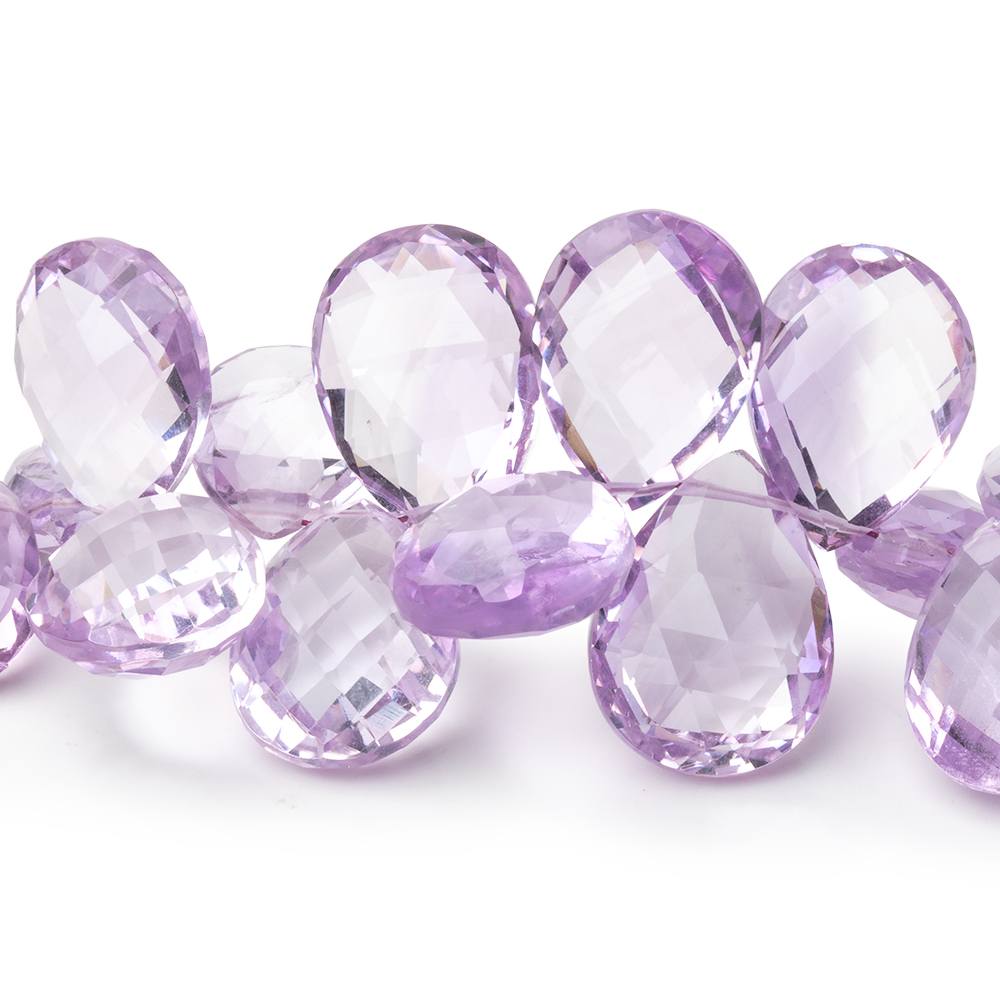 10x7-16x12mm Pink Amethyst Faceted Pear 8 inch 53 Beads AAA