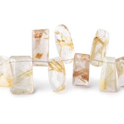 10x7-16x9mm Rutilated Quartz Faceted Fancy Shape Beads 7.5 inch 34 pieces AA
