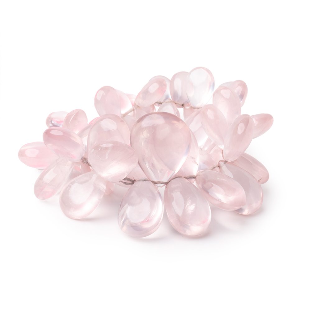 10x7-20x16mm Rose Quartz Plain Pear 6 inch 46 Beads AA