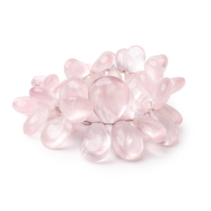 10x7-20x16mm Rose Quartz Plain Pear 6 inch 46 Beads AA