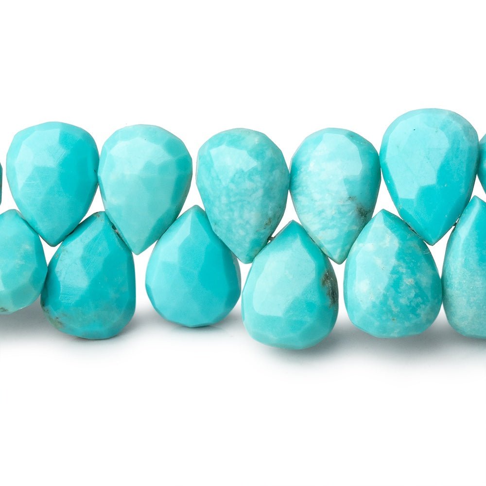 10x7.5-12x8mm Sleeping Beauty Turquoise Faceted Pear Beads 7.75 inch 47 pieces