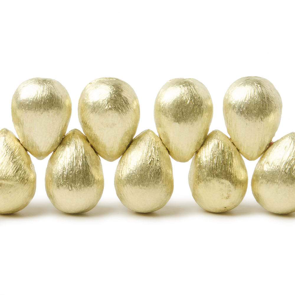 10x7mm 14kt Gold plated Copper Brushed Tear Drop Beads 8 inch 46 pieces