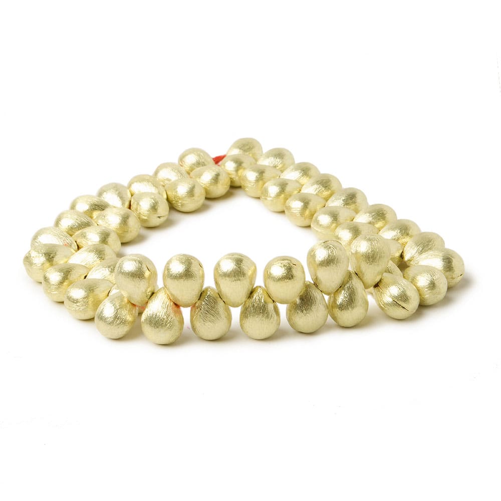10x7mm 14kt Gold plated Copper Brushed Tear Drop Beads 8 inch 46 pieces
