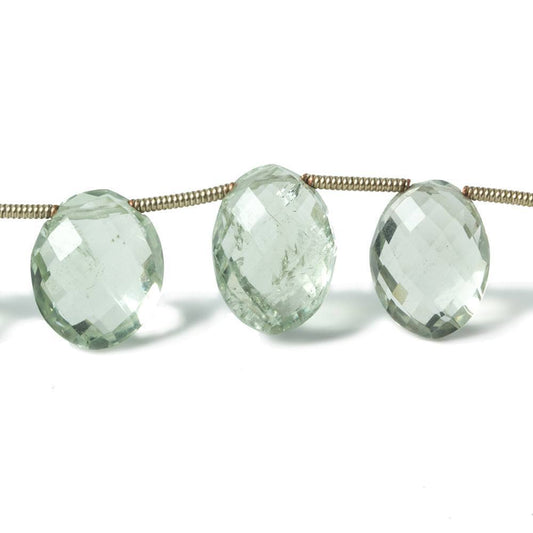 11x16mm-12x20mm Prasiolite Top Drilled Faceted Oval Beads 14 pieces