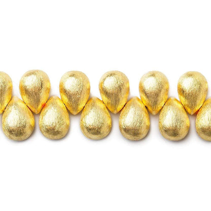 10x7mm 22kt Gold plated Copper Brushed Tear Drop Beads 8 inch 46 pieces