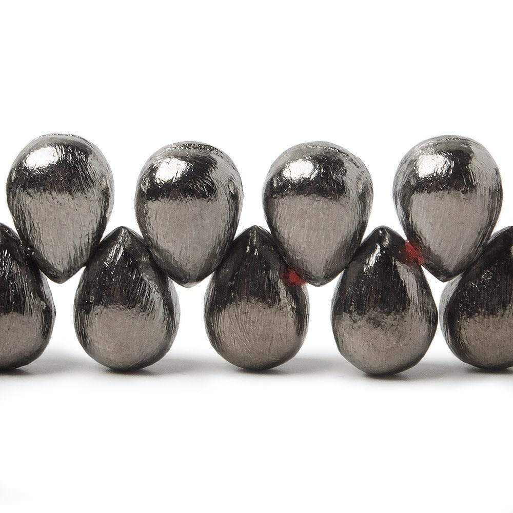 10x7mm Black Gold plated Copper Brushed Tear Drop Beads 8 inch 46 pieces