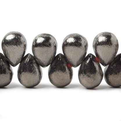 10x7mm Black Gold plated Copper Brushed Tear Drop Beads 8 inch 46 pieces