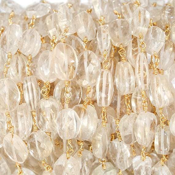 10x7mm Citrine faceted oval Gold plated Chain by the foot 21 pieces