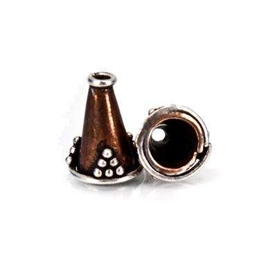 10x7mm Copper and Sterling Silver Cone, Set of 2