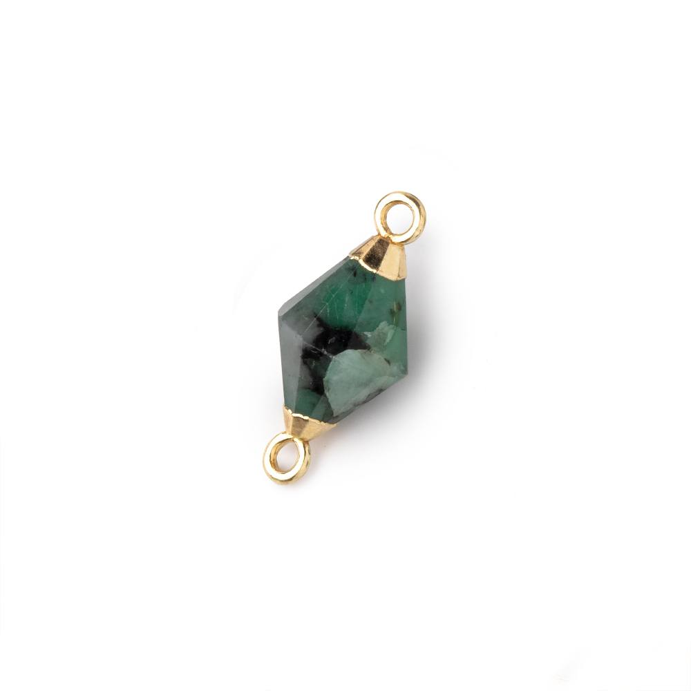 10x7mm Gold Leaf Emerald Faceted Bi-Cone Connector 1 focal piece