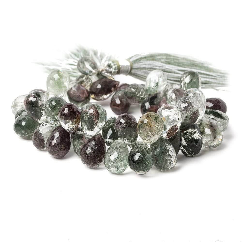 10x7mm Moss Quartz Faceted Tear Drop Beads 8 inch 56 pieces