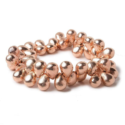 10x7mm Rose Gold plated Copper Brushed Tear Drop Beads 8 inch 46 pieces